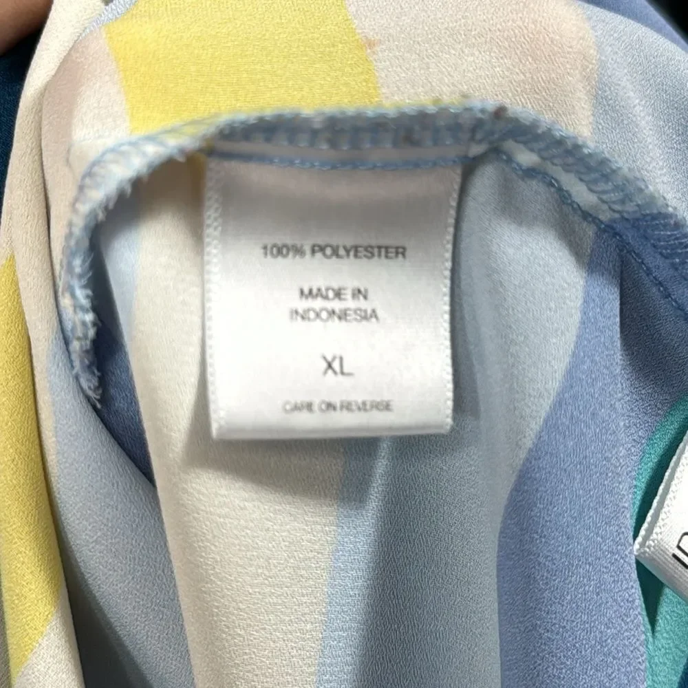 New York & Company Stripes Off The Shoulder Blue Coastal Nautical Blouse